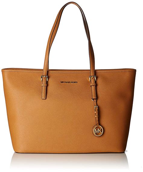 michael michael kors jet set medium saffiano travel tote luggage|Michael Kors saffiano tote bag.